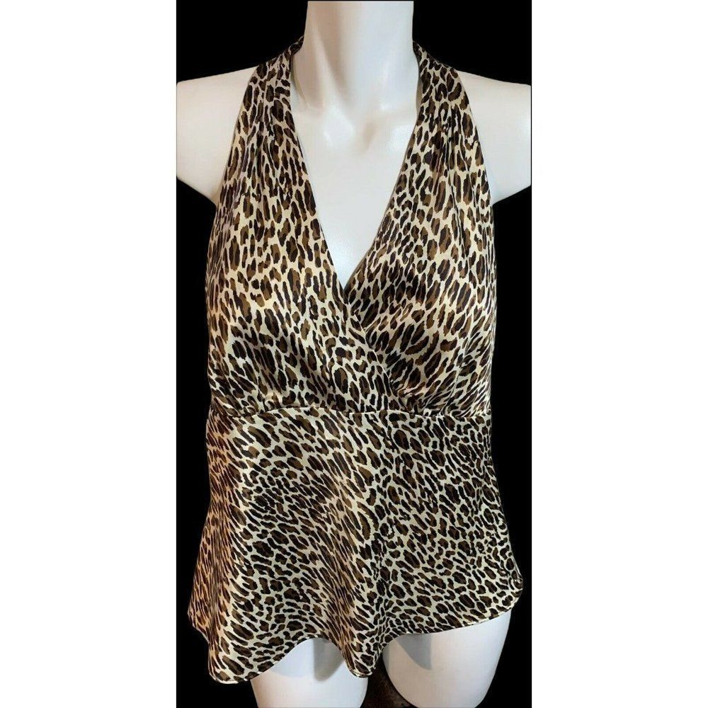 Worthington Women's Tank Blouse Brown/Black Animal Print Size 12